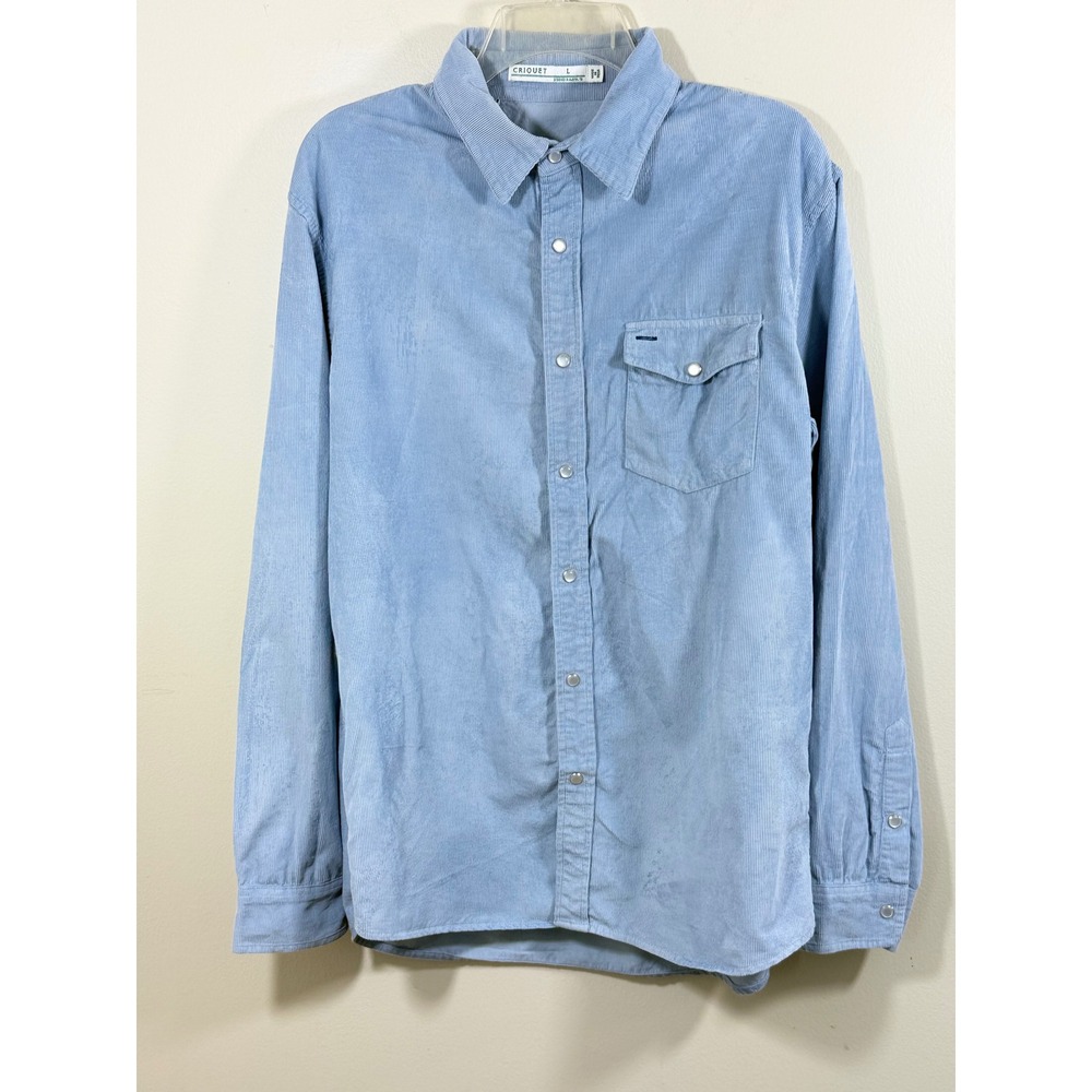 Criquet Men's L Blue Corduroy Snap Shirt Western Coastal Grandpacore